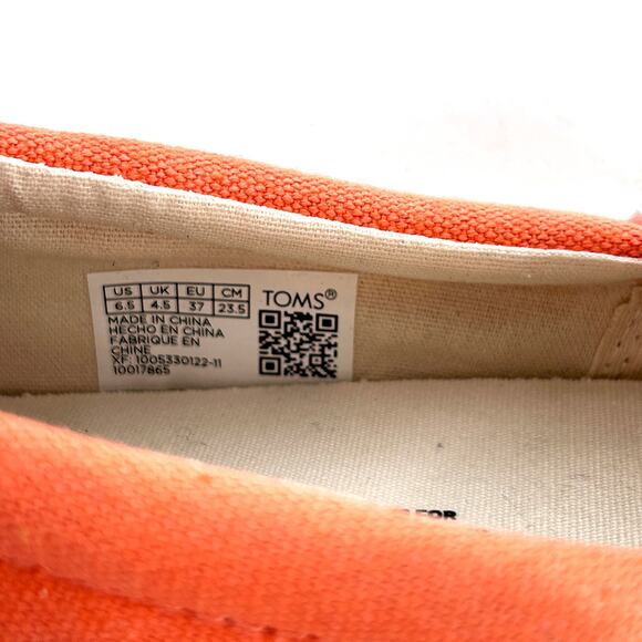 TOMS Fenix Slip On Sneaker 6.5 Coral Orange Comfort - Picture 5 of 7